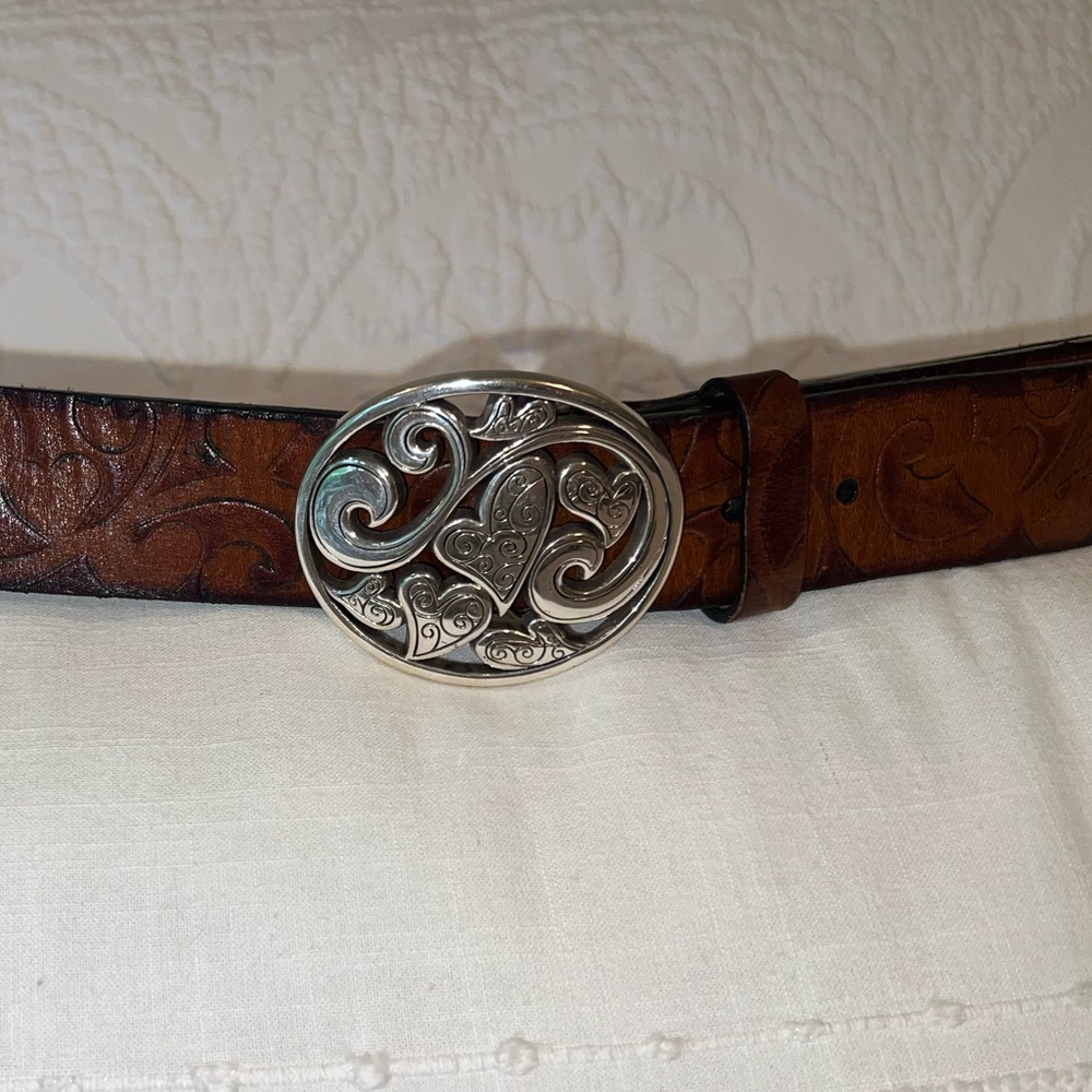 Brighton Love Carnival Leather Belt w/Heart Buckle Sz 36 - Picture 3 of 7